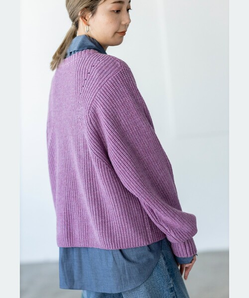 THE SHOP TK （ザ ショップ ティーケー ）の「◆【洗える/ウール混】クルーネックニット/CLUEL 11月号掲載（ニット/セーター・レディース・ブラウン系その他/ライトパープル/オレンジ/オフホワイト・13/12）」の18枚目の写真