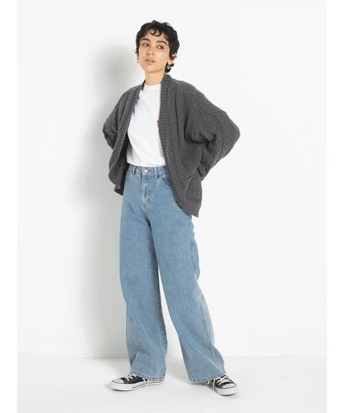 koe（コエ）の「ケーブルVネックカーディガン（カーディガン/ボレロ・レディース・レッド/アイボリー/チャコールグレー/ダークブルー・FREE）」の6枚目の写真