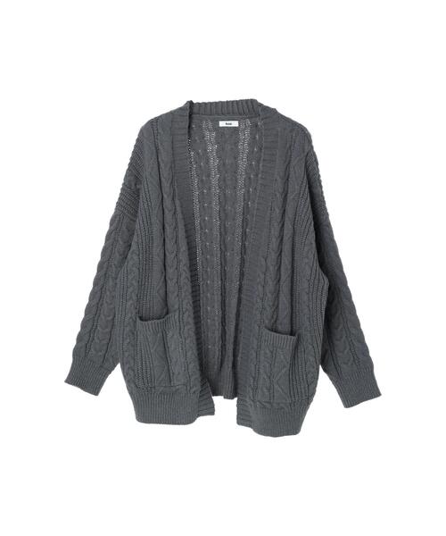 koe（コエ）の「ケーブルVネックカーディガン（カーディガン/ボレロ・レディース・レッド/アイボリー/チャコールグレー/ダークブルー・FREE）」の11枚目の写真