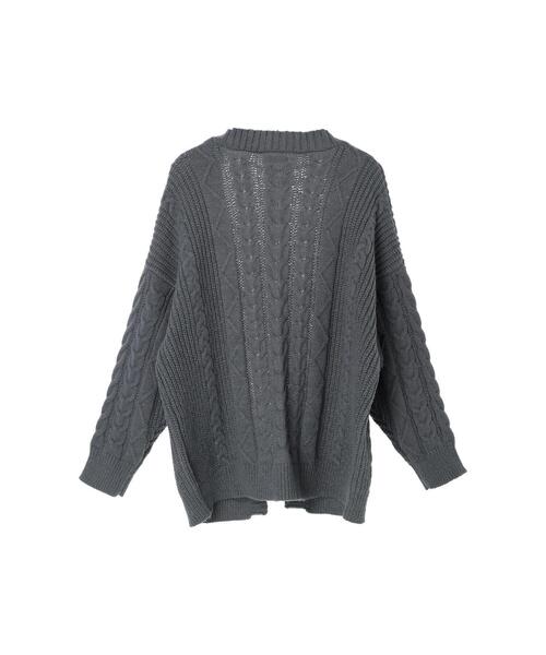 koe（コエ）の「ケーブルVネックカーディガン（カーディガン/ボレロ・レディース・レッド/アイボリー/チャコールグレー/ダークブルー・FREE）」の8枚目の写真