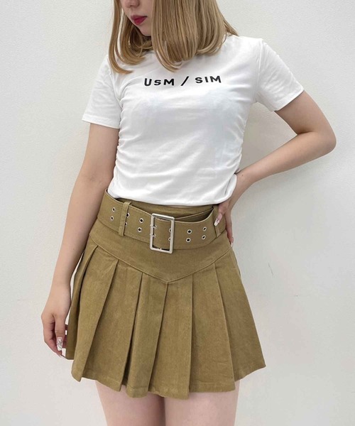 SPIGA（スピーガ）の「二つ穴ベルト付プリーツミニスカート（スカート・レディース・ブラック/ベージュ/ブラウン/ホワイト・SMALL/MEDIUM）」の12枚目の写真