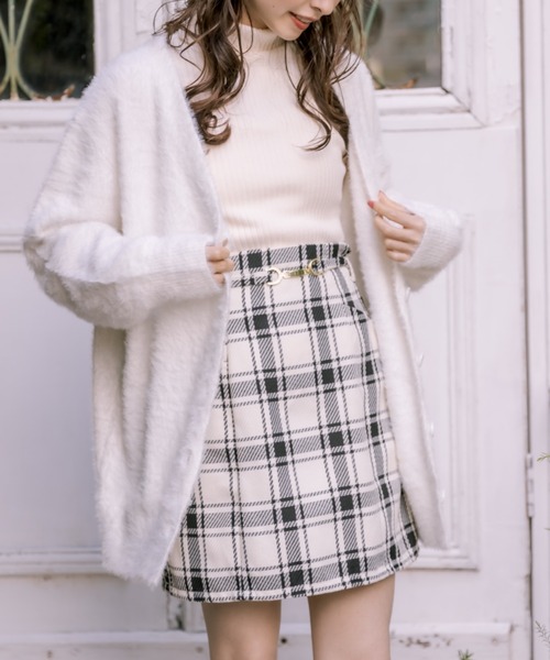 OLIVE des OLIVE（オリーブデオリーブ）の「ビットベルト付きミニスカート（スカート・レディース・ブラック/ブラウン/チェック・FREE）」の3枚目の写真