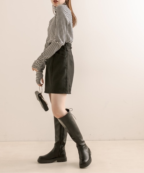 OLIVE des OLIVE（オリーブデオリーブ）の「ビットベルト付きミニスカート（スカート・レディース・ブラック/ブラウン/チェック・FREE）」の5枚目の写真