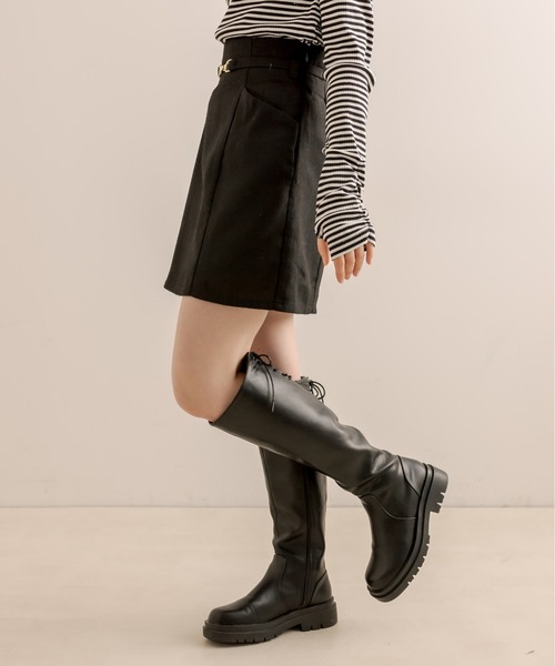 OLIVE des OLIVE（オリーブデオリーブ）の「ビットベルト付きミニスカート（スカート・レディース・ブラック/ブラウン/チェック・FREE）」の8枚目の写真