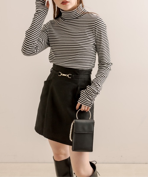 OLIVE des OLIVE（オリーブデオリーブ）の「ビットベルト付きミニスカート（スカート・レディース・ブラック/ブラウン/チェック・FREE）」の10枚目の写真