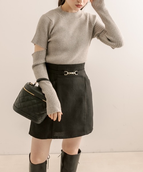 OLIVE des OLIVE（オリーブデオリーブ）の「ビットベルト付きミニスカート（スカート・レディース・ブラック/ブラウン/チェック・FREE）」の12枚目の写真