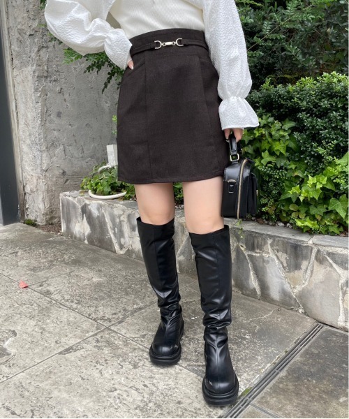 OLIVE des OLIVE（オリーブデオリーブ）の「ビットベルト付きミニスカート（スカート・レディース・ブラック/ブラウン/チェック・FREE）」の18枚目の写真