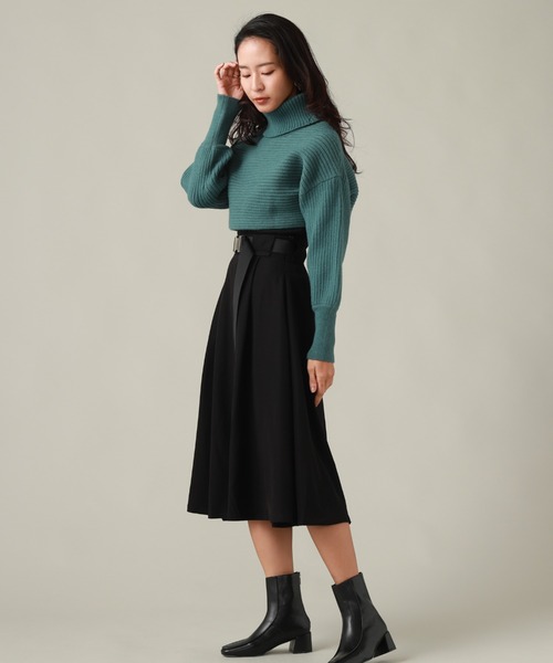 Cheek（チーク）の「ガチャベルト付きフレアスカート（スカート・レディース・チャコールグレー/ブラック/キャメル・MEDIUM/SMALL）」の6枚目の写真