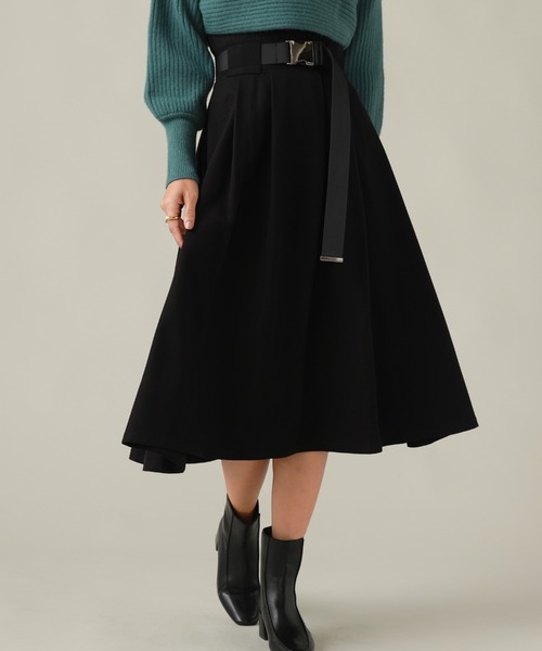 Cheek（チーク）の「ガチャベルト付きフレアスカート（スカート・レディース・チャコールグレー/ブラック/キャメル・MEDIUM/SMALL）」の9枚目の写真