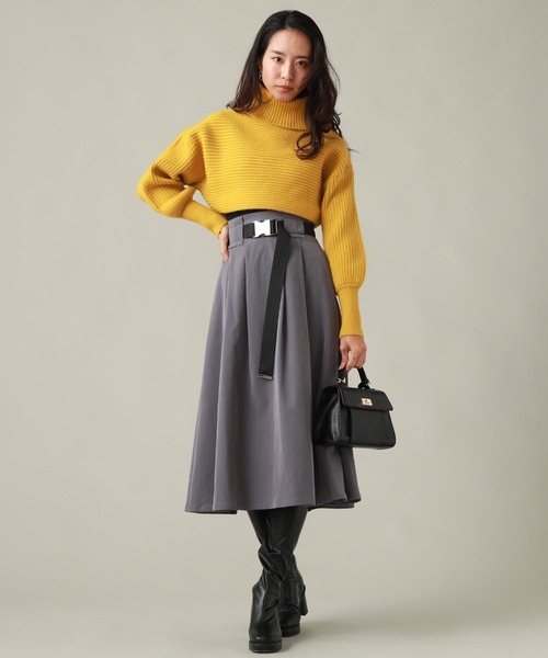 Cheek（チーク）の「ガチャベルト付きフレアスカート（スカート・レディース・チャコールグレー/ブラック/キャメル・MEDIUM/SMALL）」の11枚目の写真
