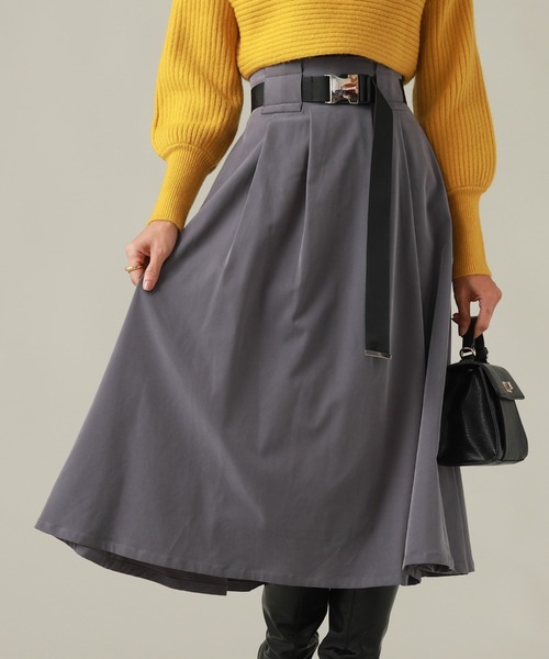 Cheek（チーク）の「ガチャベルト付きフレアスカート（スカート・レディース・チャコールグレー/ブラック/キャメル・MEDIUM/SMALL）」の13枚目の写真