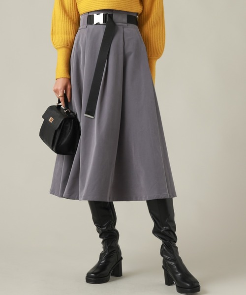 Cheek（チーク）の「ガチャベルト付きフレアスカート（スカート・レディース・チャコールグレー/ブラック/キャメル・MEDIUM/SMALL）」の14枚目の写真