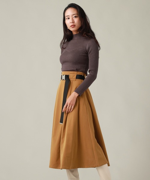 Cheek（チーク）の「ガチャベルト付きフレアスカート（スカート・レディース・チャコールグレー/ブラック/キャメル・MEDIUM/SMALL）」の16枚目の写真