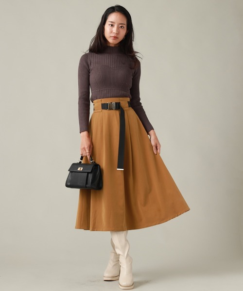 Cheek（チーク）の「ガチャベルト付きフレアスカート（スカート・レディース・チャコールグレー/ブラック/キャメル・MEDIUM/SMALL）」の17枚目の写真