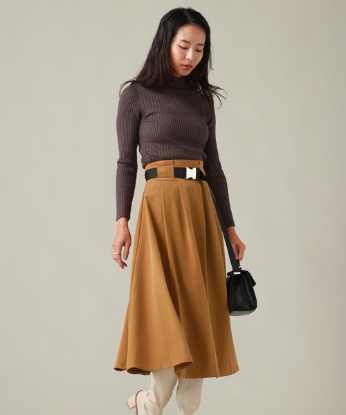 Cheek（チーク）の「ガチャベルト付きフレアスカート（スカート・レディース・チャコールグレー/ブラック/キャメル・MEDIUM/SMALL）」の18枚目の写真