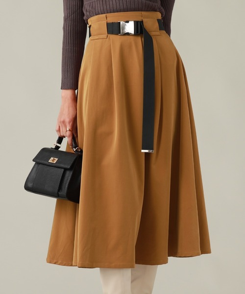 Cheek（チーク）の「ガチャベルト付きフレアスカート（スカート・レディース・チャコールグレー/ブラック/キャメル・MEDIUM/SMALL）」の19枚目の写真