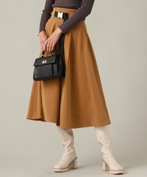 Cheek（チーク）の「ガチャベルト付きフレアスカート（スカート・レディース・チャコールグレー/ブラック/キャメル・MEDIUM/SMALL）」の20枚目の写真