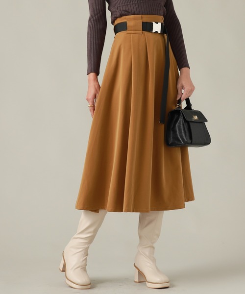 Cheek（チーク）の「ガチャベルト付きフレアスカート（スカート・レディース・チャコールグレー/ブラック/キャメル・MEDIUM/SMALL）」の21枚目の写真