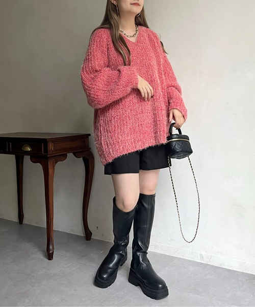 prose verse（プロズヴェール）の「Vネックフェザーニット（ニット/セーター・レディース・レッド/サックスブルー/ベージュ/グレー・MEDIUM）」の20枚目の写真