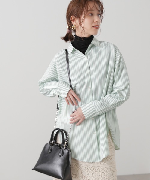 N.（N. Natural Beauty Basic）（エヌエヌナチュラルビューティーベーシック）の「◆ストライプシャツ（シャツ/ブラウス・レディース・グリーン系その他/ピンク系その他/ストライプ・MEDIUM）」の2枚目の写真