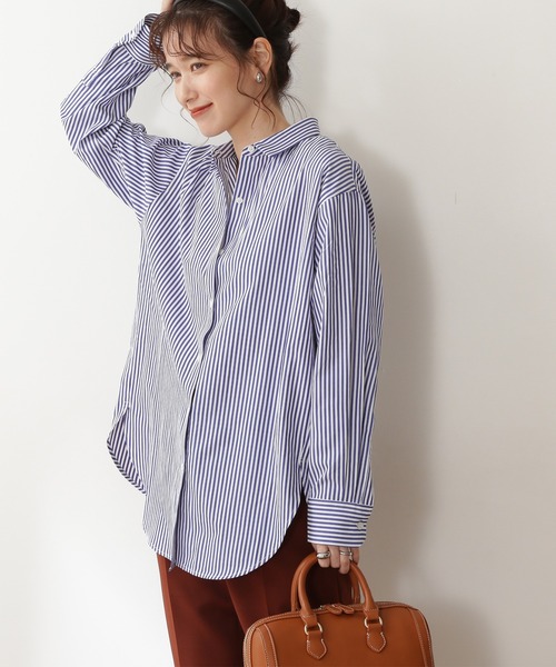 N.（N. Natural Beauty Basic）（エヌエヌナチュラルビューティーベーシック）の「◆ストライプシャツ（シャツ/ブラウス・レディース・グリーン系その他/ピンク系その他/ストライプ・MEDIUM）」の3枚目の写真