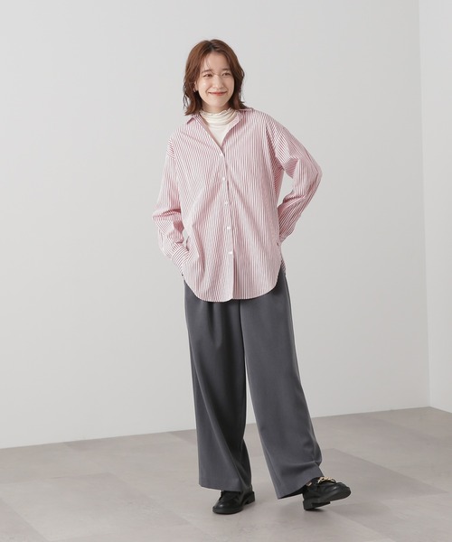 N.（N. Natural Beauty Basic）（エヌエヌナチュラルビューティーベーシック）の「◆ストライプシャツ（シャツ/ブラウス・レディース・グリーン系その他/ピンク系その他/ストライプ・MEDIUM）」の7枚目の写真