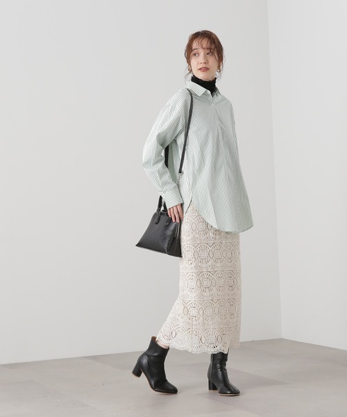 N.（N. Natural Beauty Basic）（エヌエヌナチュラルビューティーベーシック）の「◆ストライプシャツ（シャツ/ブラウス・レディース・グリーン系その他/ピンク系その他/ストライプ・MEDIUM）」の5枚目の写真