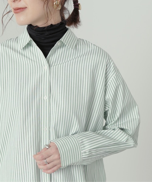 N.（N. Natural Beauty Basic）（エヌエヌナチュラルビューティーベーシック）の「◆ストライプシャツ（シャツ/ブラウス・レディース・グリーン系その他/ピンク系その他/ストライプ・MEDIUM）」の10枚目の写真