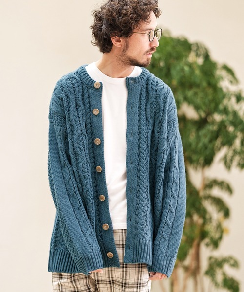 CAMBIO（カンビオ）の「mcg3158-Cable Knit Crew Neck Cardigan カーディガン（カーディガン/ボレロ・メンズ・アイボリー/グリーン/ブラック/ブルー・M/L）」の18枚目の写真