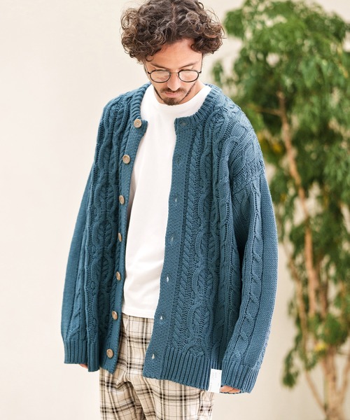 CAMBIO（カンビオ）の「mcg3158-Cable Knit Crew Neck Cardigan カーディガン（カーディガン/ボレロ・メンズ・アイボリー/グリーン/ブラック/ブルー・M/L）」の19枚目の写真