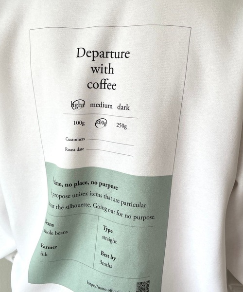natto(ナット)の「【ユニセックスアイテム】“Departure with coffee” coffee label sweat(スウェット・メンズ・アイボリー・MEDIUM/LARGE/X-LARGE)」の9枚目の写真