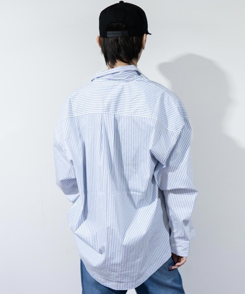 TopIsm（トップイズム）の「RIO.REVIB  ブロード長袖ピンストライプシャツ（シャツ/ブラウス・メンズ・ホワイト×ブルー/ブラック×ホワイト/ホワイト×ネイビー・M/XL/L）」の5枚目の写真