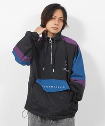 ナイロン ハーフジップ ブルゾン / オーバーサイズ ジャケット アノラック スタンド プルオーバー
