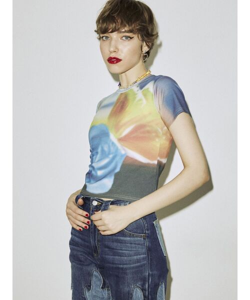 jouetie（ジュエティ）の「ネガフィットTシャツ（Tシャツ/カットソー・レディース・パープル/ピンク/ブラック・MEDIUM）」の10枚目の写真