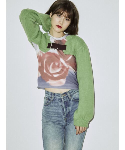 jouetie（ジュエティ）の「ネガフィットTシャツ（Tシャツ/カットソー・レディース・パープル/ピンク/ブラック・MEDIUM）」の4枚目の写真