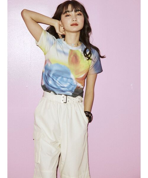 jouetie（ジュエティ）の「ネガフィットTシャツ（Tシャツ/カットソー・レディース・パープル/ピンク/ブラック・MEDIUM）」の7枚目の写真