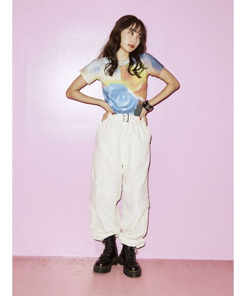 jouetie（ジュエティ）の「ネガフィットTシャツ（Tシャツ/カットソー・レディース・パープル/ピンク/ブラック・MEDIUM）」の13枚目の写真