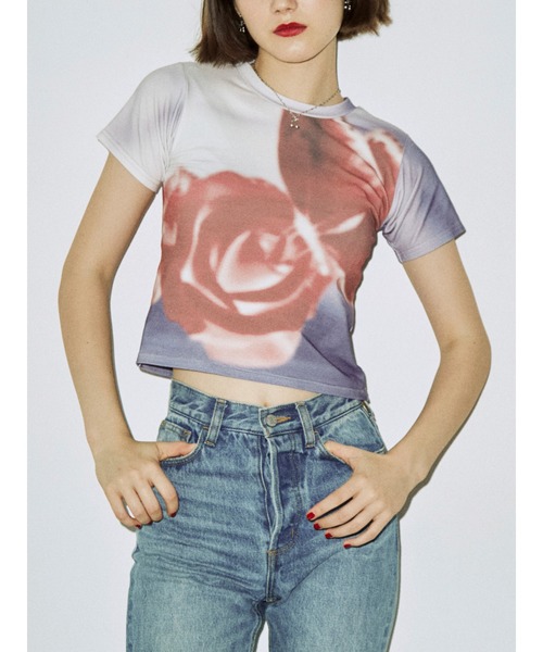 jouetie（ジュエティ）の「ネガフィットTシャツ（Tシャツ/カットソー・レディース・パープル/ピンク/ブラック・MEDIUM）」の3枚目の写真