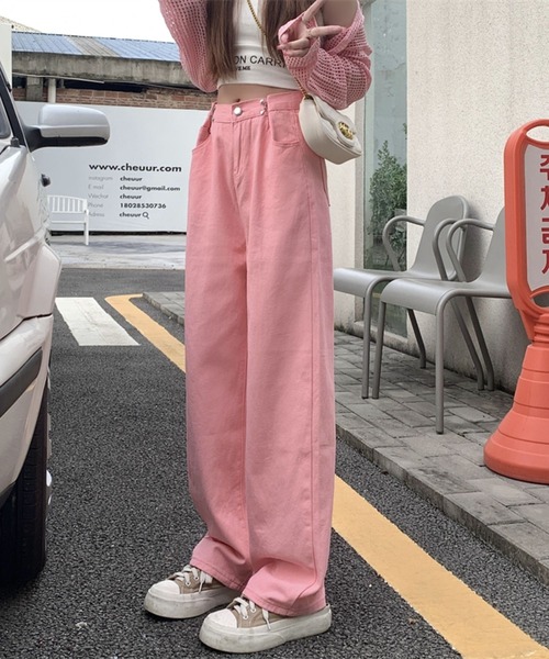 sevens(セブンズ)の「【sevens】タックベルトデニムパンツ(デニムパンツ・レディース・ホワイト/ピンク/ブラック/ブルー/ターコイズブルー・FREE)」の5枚目の写真