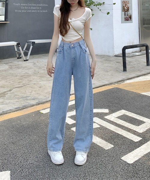 sevens(セブンズ)の「【sevens】タックベルトデニムパンツ(デニムパンツ・レディース・ホワイト/ピンク/ブラック/ブルー/ターコイズブルー・FREE)」の6枚目の写真