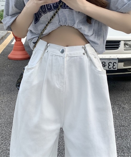 sevens(セブンズ)の「【sevens】タックベルトデニムパンツ(デニムパンツ・レディース・ホワイト/ピンク/ブラック/ブルー/ターコイズブルー・FREE)」の7枚目の写真