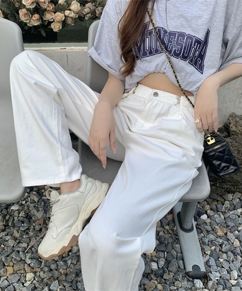 sevens(セブンズ)の「【sevens】タックベルトデニムパンツ(デニムパンツ・レディース・ホワイト/ピンク/ブラック/ブルー/ターコイズブルー・FREE)」の9枚目の写真