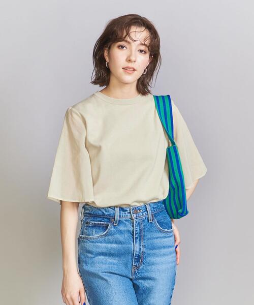 BEAUTY&YOUTH UNITED ARROWS（ビューティーアンドユースユナイテッドアローズ）の「コットンオーガンジー フレア6分袖 ニットプルオーバー -ウォッシャブル-（ニット/セーター・レディース・ネイビー/オフホワイト/ベージュ・FREE）」の8枚目の写真