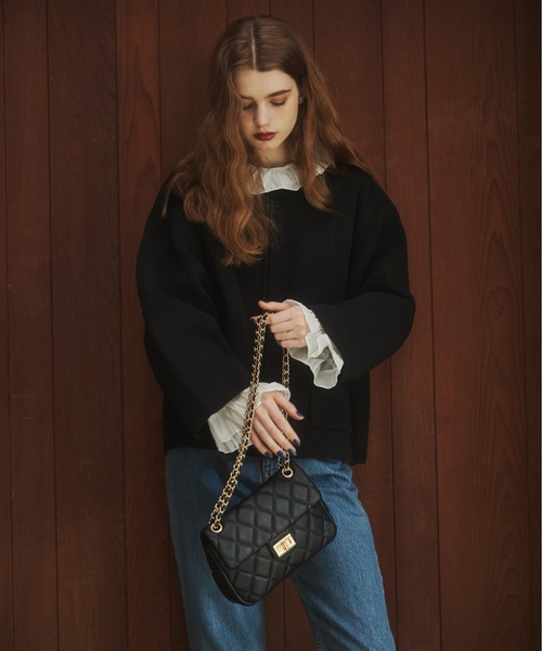 ANGIE（アンジー）の「キルティングチェーンバッグ（ショルダーバッグ・レディース・ブラック/ベージュ/ホワイト/シルバー/ダークベージュ/レッド/ブラウン・FREE）」の9枚目の写真