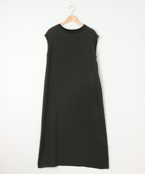 SHARE PARK（シェアパーク）の「ノースリーブ楊柳ワンピース（ドレス・レディース・ブラック系/黄土色系・MEDIUM）」の2枚目の写真