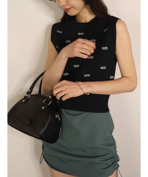 EMODA（エモダ）の「ドローストリングミニスカート（スカート・レディース・グリーン/ブラック/グレー・SMALL/MEDIUM）」の11枚目の写真