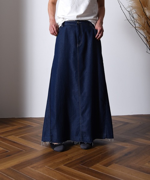 folka（フォルカ）の「1-テンセル混デニム マキシ フレアスカート【folka】（デニムスカート・レディース・ワンウォッシュ/ダークインディゴブルー・FREE）」の13枚目の写真