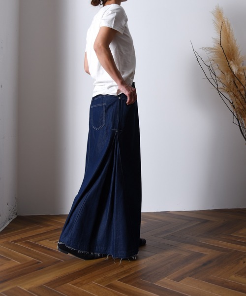 folka（フォルカ）の「1-テンセル混デニム マキシ フレアスカート【folka】（デニムスカート・レディース・ワンウォッシュ/ダークインディゴブルー・FREE）」の15枚目の写真