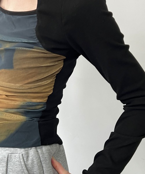 chuclla(チュクラ)の「チョーカーネックマーブル プルオーバー chw23s058(Tシャツ/カットソー・レディース・ブラック・FREE)」の5枚目の写真