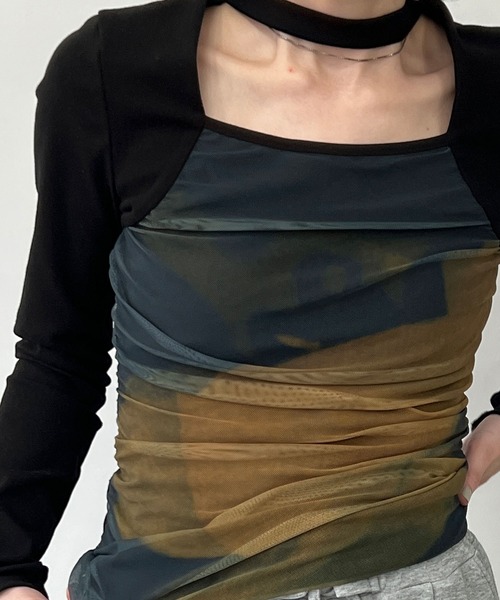 chuclla(チュクラ)の「チョーカーネックマーブル プルオーバー chw23s058(Tシャツ/カットソー・レディース・ブラック・FREE)」の7枚目の写真